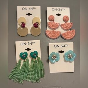 Beautiful lot of 4 ON 34th Earrings.  Great variety. $40-$50 MSRP for ea.
